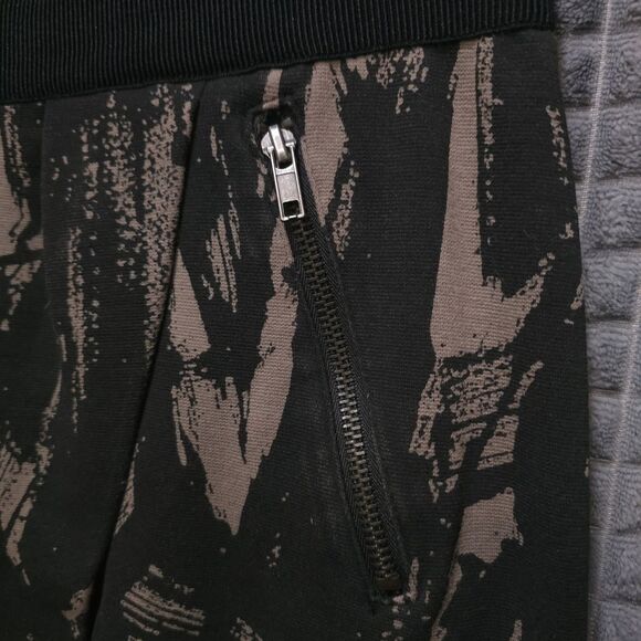 Y2K Vera Wang Knee Skirt Sz6 28W 90s Punk Rock Grunge Camo Zippers Black Brown - Picture 3 of 12